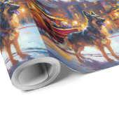 Papier Cadeau Fête de Noël des bergers allemands (Coin rond)