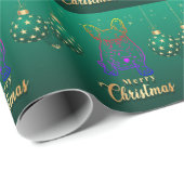 Papier Cadeau Fête de Noël des bouledogues français (Coin rond)