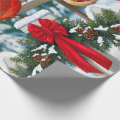 Papier Cadeau Fête de Noël des cardinaux (Coin)