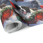 Papier Cadeau Fête de Noël des chiens de Terre-Neuve (Coin rond)