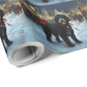 Papier Cadeau Fête de Noël des chiens d'eau portugais (Coin rond)