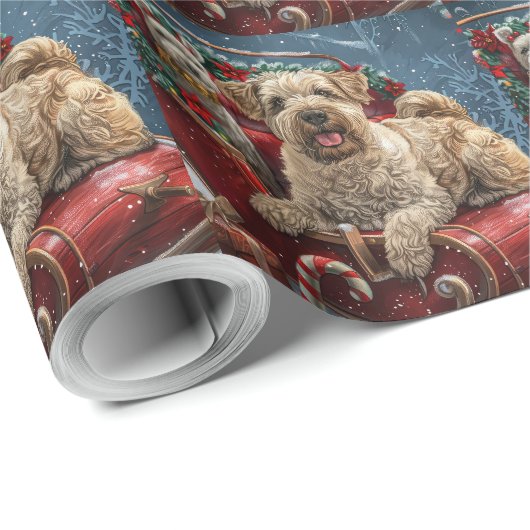 Papier Cadeau Fête de Noël des chiens errants (Coin rond)