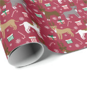 Papier Cadeau Fête de Noël des chiens Pitbull de Reindeer (Coin rond)