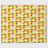 Papier Cadeau Fête de Noël des elfes et du Père Noël (Plat)