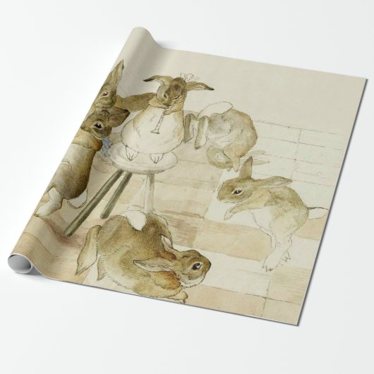 Papier Cadeau Fête de Noël des lapins par Beatrix Potter (Déroulé)