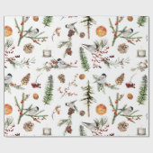 Papier Cadeau Fête de Noël des oiseaux Casquettes noirs (Plat)