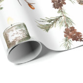 Papier Cadeau Fête de Noël des oiseaux Casquettes noirs (Coin rond)