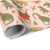 Papier Cadeau Fête de Noël Dino : Tree Rex (Coin rond)