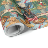 Papier Cadeau Fête de Noël Doberman Pinscher (Coin rond)