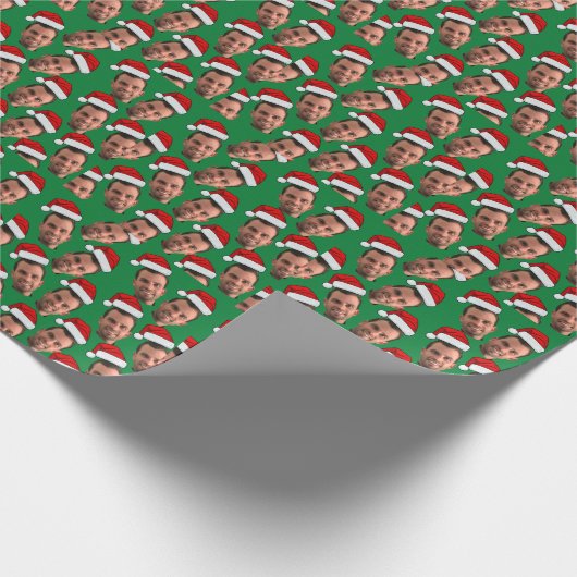 Papier Cadeau Fête de Noël drôle Visage personnalisé Photo uniqu (Coin)