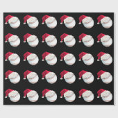 Papier Cadeau Fête de Noël du Baseball Funny Père Noël (Plat)