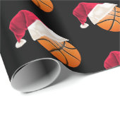 Papier Cadeau Fête de Noël du basket-ball Funny Père Noël (Coin rond)