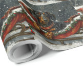 Papier Cadeau Fête de Noël du chien Dachshund (Coin rond)