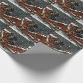 Papier Cadeau Fête de Noël du chien Dachshund (Coin)