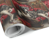 Papier Cadeau Fête de Noël du chien Danse (Coin rond)