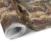 Papier Cadeau Fête de Noël du chien de chien de chien de chien d (Coin rond)