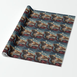 Papier Cadeau Fête de Noël du chien Pitbull