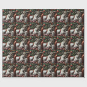 Papier Cadeau Fête de Noël du loup Hound Dog (Plat)