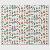 Papier Cadeau Fête de Noël en ville d'hiver (Plat)