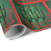 Papier Cadeau Fête de Noël Feliz Navidad Cactus Tree (Coin rond)