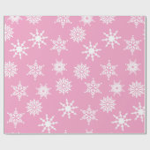 Papier Cadeau Fête de Noël Fille Pink Snowflakes Étoiles (Plat)