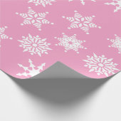 Papier Cadeau Fête de Noël Fille Pink Snowflakes Étoiles (Coin)