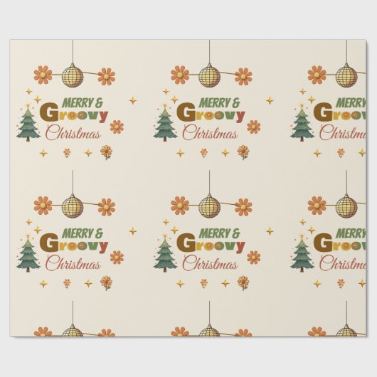 Papier Cadeau Fête de Noël Groovy 70 (Plat)