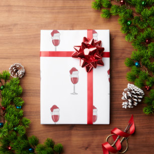 Papier Cadeau Fête de Noël Hat Vin Verre