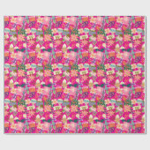 Papier Cadeau fête de noël moderne rose vif (Plat)