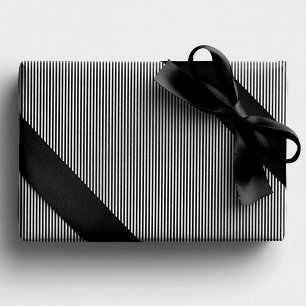 Papier Cadeau Fête de Noël rayé noir et blanc