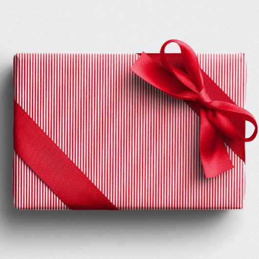 Papier Cadeau Fête de Noël rayé rouge et blanc