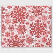 Papier Cadeau Fête de Noël Red Snowflakes Abstrait (Plat)