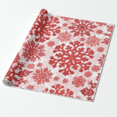 Papier Cadeau Fête de Noël Red Snowflakes Abstrait (Déroulé)