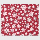 Papier Cadeau Fête de Noël Red White Snowflics (Plat)