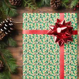Papier Cadeau Fête de Parties scintillant verte et d'or Fusion M