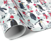 PAPIER CADEAU FÊTE DE PENGOUIN DE VACANCES (Coin rond)