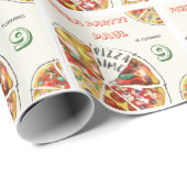 Papier Cadeau Fête de pizza Watercolor (Coin rond)