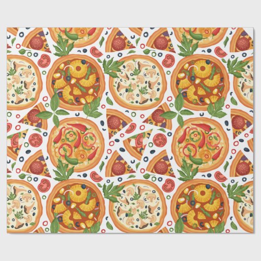 Papier Cadeau Fête de pizza Whimsical Watercolor (Plat)