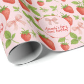 Papier Cadeau Fête des Anniversaires de enfants de fraises - (Coin rond)