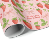 Papier Cadeau Fête des Anniversaires de enfants de fraises - (Coin rond)