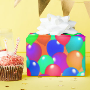 Papier Cadeau Fête des ballons colorés Happy Joyful Festive