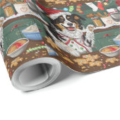 Papier Cadeau Fête des bergers australiens Noël (Coin rond)