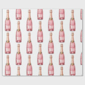 Papier Cadeau Fête des Bouteilles de Champagne Rose (Plat)