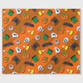 Papier Cadeau Fête des Candies Éffrayantes d'Halloween (Plat)