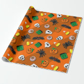 Papier Cadeau Fête des Candies Éffrayantes d'Halloween (Déroulé)
