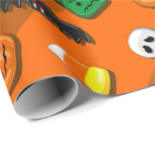 Papier Cadeau Fête des Candies Éffrayantes d'Halloween (Coin rond)