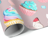 Papier Cadeau Fête des Cupcakes (Coin rond)