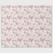 Papier Cadeau Fête des mariées aquarelle - fleurs et accessoires (Plat)