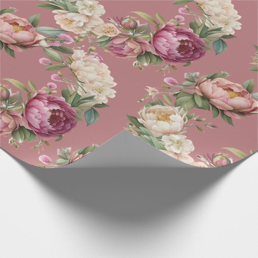 Papier Cadeau Fête des mariées de couronne de fleurs rose mauve  (Coin)
