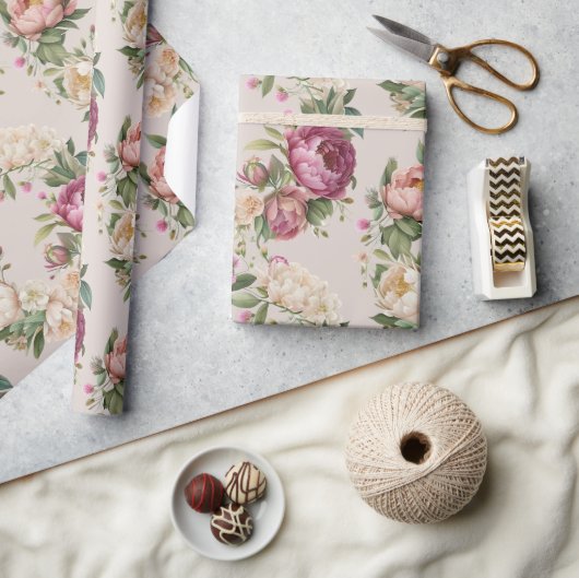 Papier Cadeau Fête des mariées de couronne de tourbe rose (Artisanat)